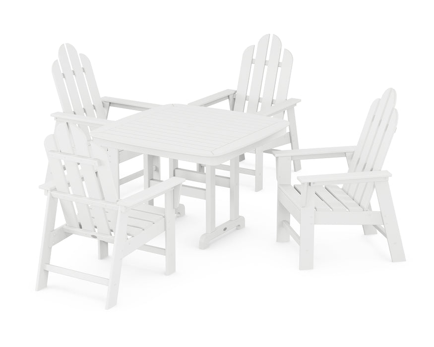 POLYWOOD Long Island 5-Piece Dining Set with Trestle Legs in White