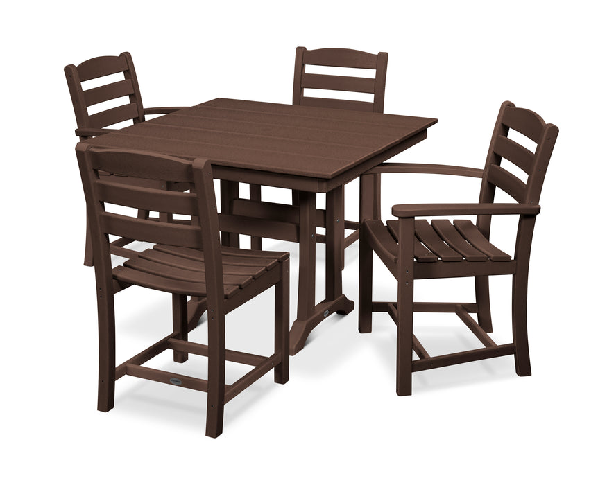 POLYWOOD La Casa Cafe 5-Piece Farmhouse Dining Set with Trestle Legs in Mahogany