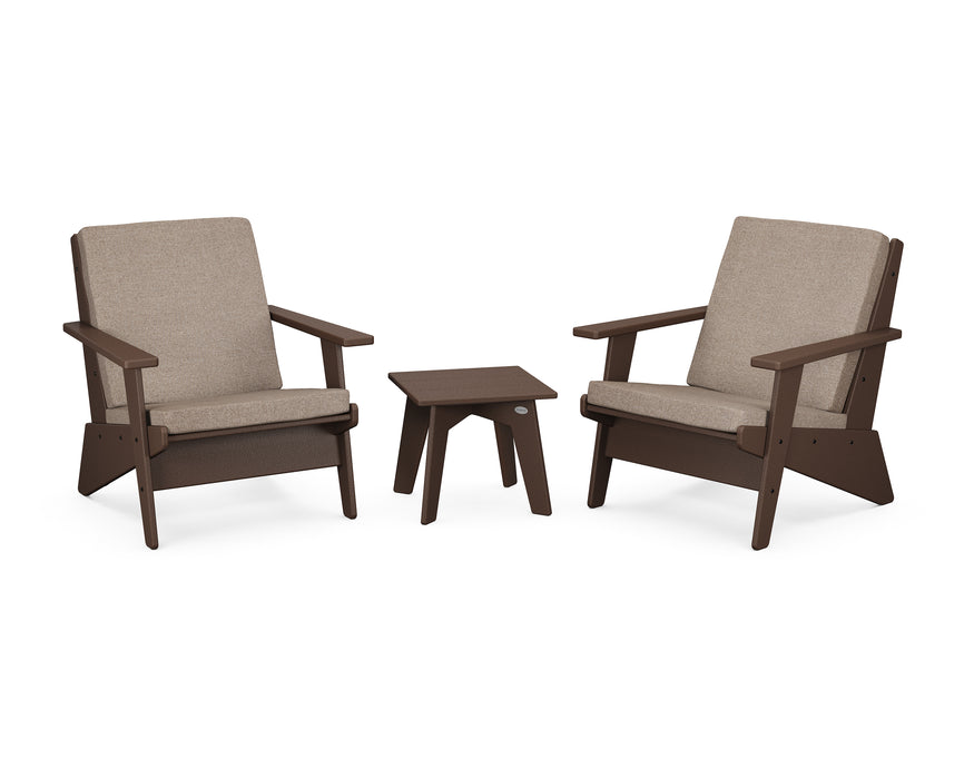 POLYWOOD Riviera Modern Lounge 3-Piece Set in Mahogany / Spiced Burlap image