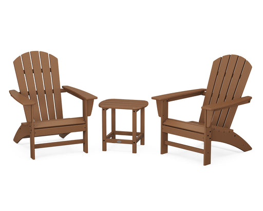 POLYWOOD Nautical 3-Piece Adirondack Set with South Beach 18" Side Table in Teak image