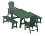 POLYWOOD South Beach 5-Piece Rustic Farmhouse Dining Set With Benches in Green image