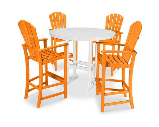 POLYWOOD 5 Piece Palm Coast Bar Set in Tangerine / White image