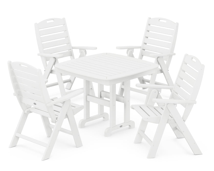 POLYWOOD Nautical Highback Chair 5-Piece Dining Set in White