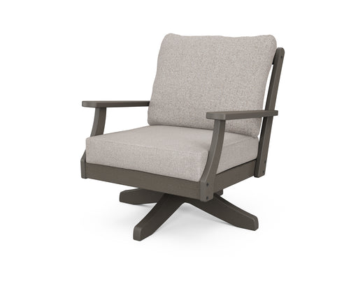 POLYWOOD Braxton Deep Seating Swivel Chair in Vintage Coffee / Weathered Tweed image