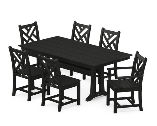 POLYWOOD Chippendale 7-Piece Farmhouse Trestle Dining Set in Black image