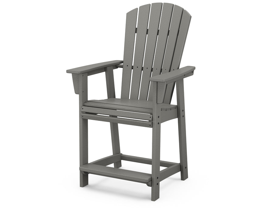 POLYWOOD Nautical Curveback Adirondack Counter Chair in Slate Grey