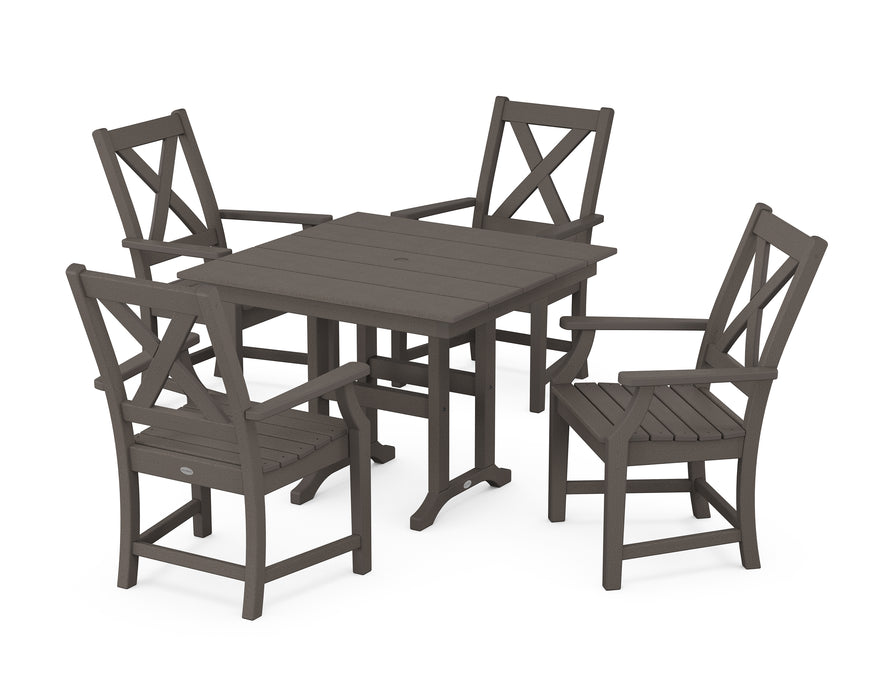 POLYWOOD Braxton 5-Piece Farmhouse Dining Set in Vintage Coffee