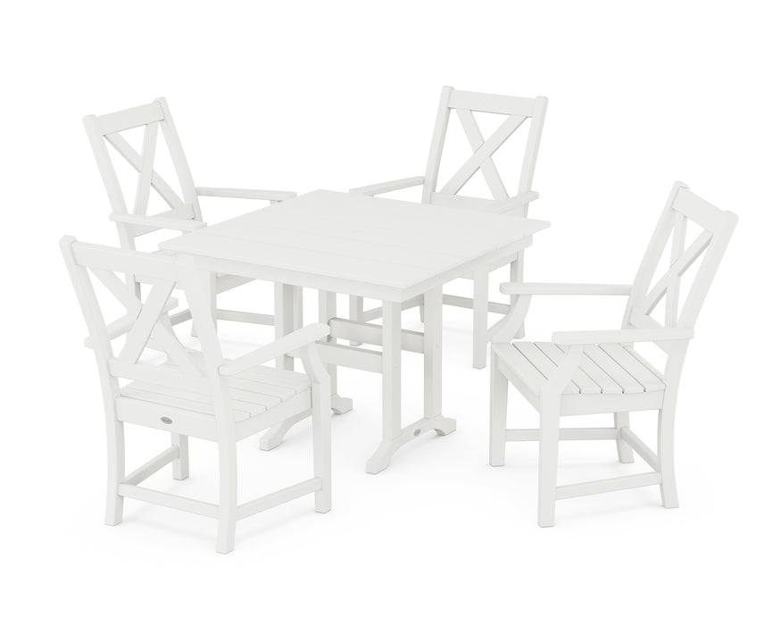 POLYWOOD Braxton 5-Piece Farmhouse Dining Set in Vintage White