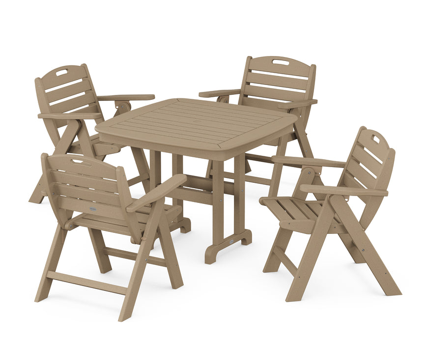 POLYWOOD Nautical Lowback Chair 5-Piece Dining Set in Vintage Sahara