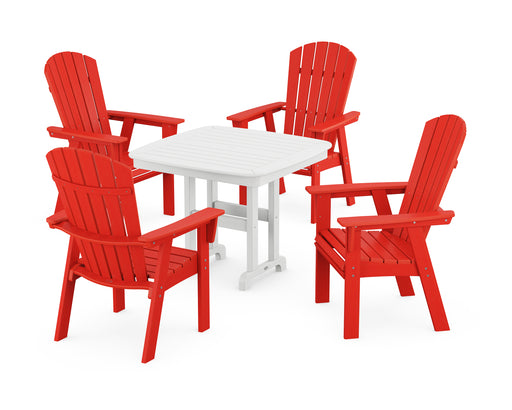 POLYWOOD Nautical Curveback Adirondack 5-Piece Dining Set in Sunset Red image