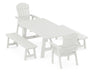 POLYWOOD Nautical Curveback Adirondack 5-Piece Rustic Farmhouse Dining Set With Benches in Vintage White image