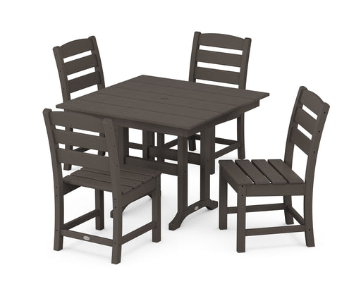 POLYWOOD Lakeside Side Chair 5-Piece Farmhouse Dining Set in Vintage Coffee image