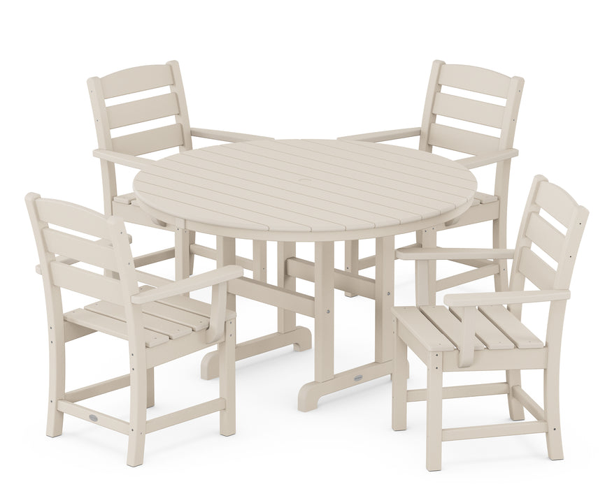 POLYWOOD Lakeside 5-Piece Round Farmhouse Dining Set in Sand