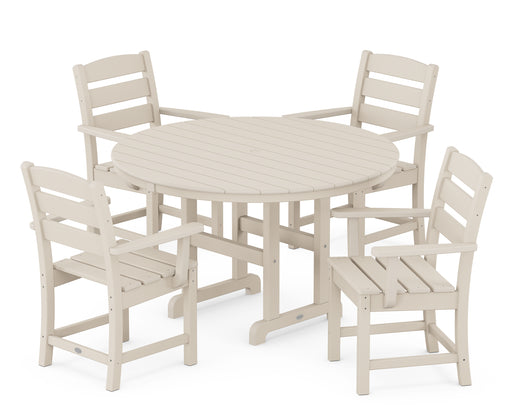 POLYWOOD Lakeside 5-Piece Round Farmhouse Dining Set in Sand image