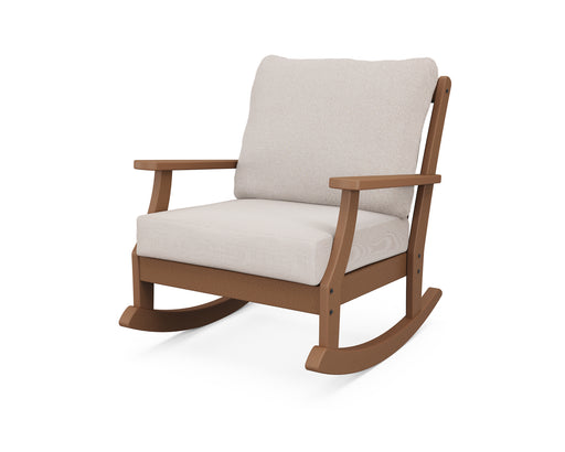 POLYWOOD Braxton Deep Seating Rocking Chair in Teak / Dune Burlap image