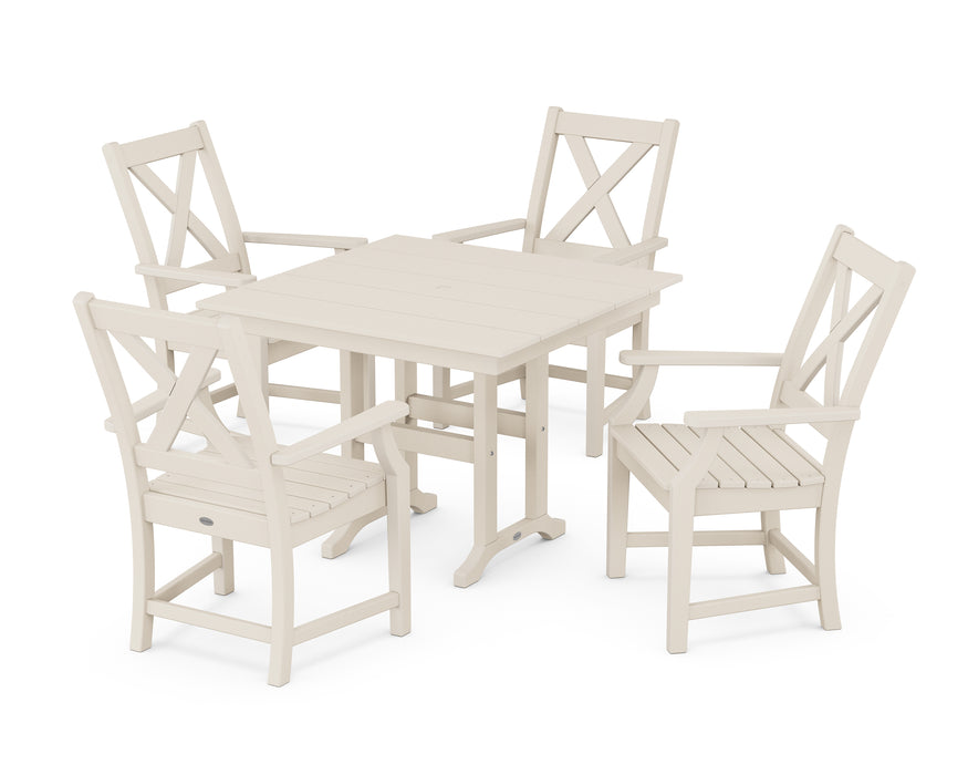 POLYWOOD Braxton 5-Piece Farmhouse Dining Set in Sand