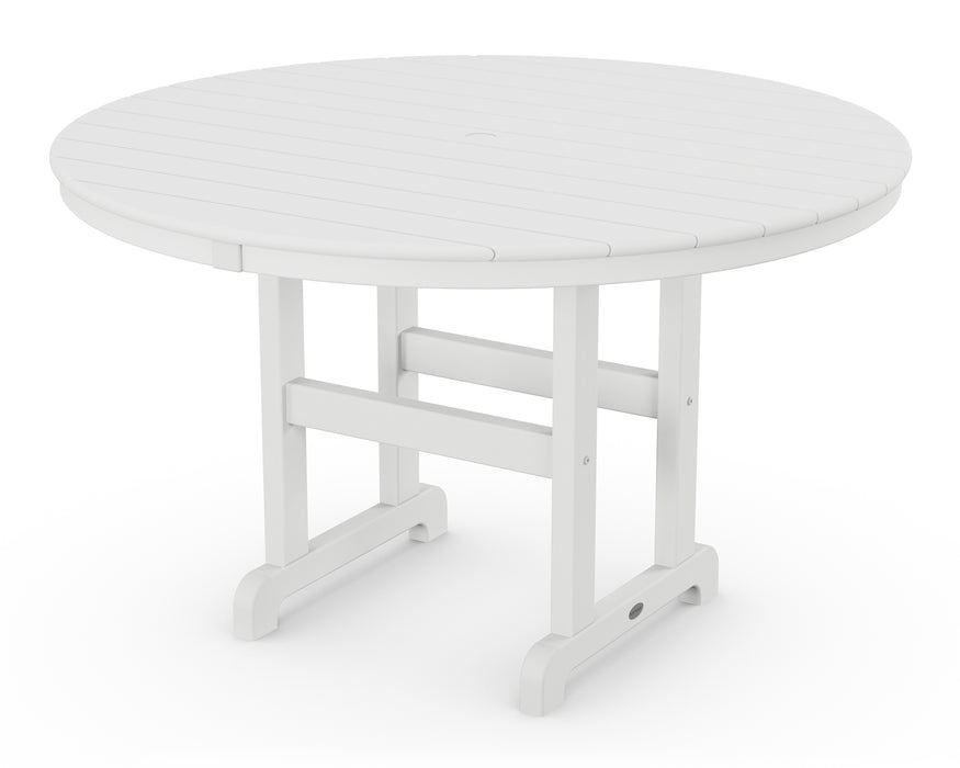 POLYWOOD 48" Round Farmhouse Dining Table in White