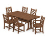 POLYWOOD Chippendale 7-Piece Farmhouse Trestle Dining Set in Teak image