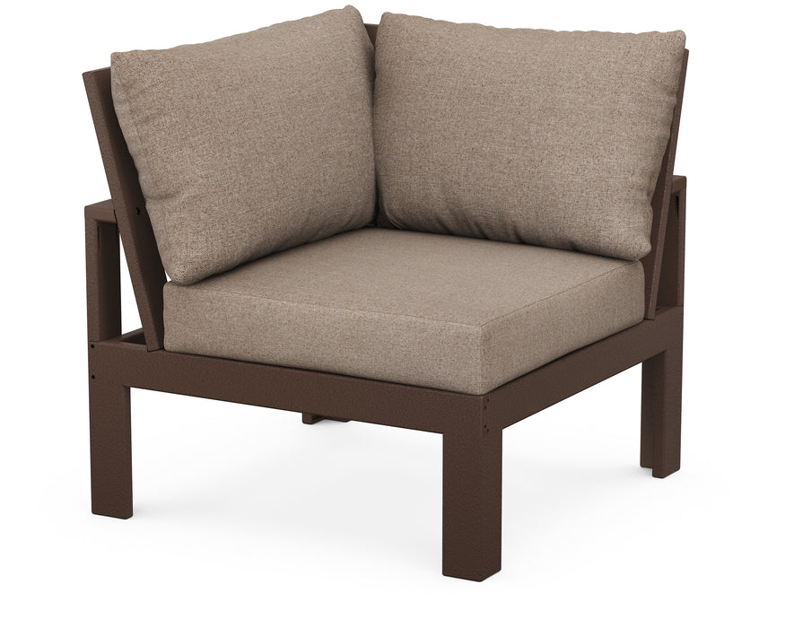 Unbranded Modular Corner Chair in Mahogany / Spiced Burlap