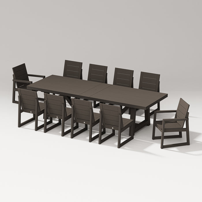 PW Designer Series Elevate 11-Piece A- Frame Table Dining Set in Vintage Coffee