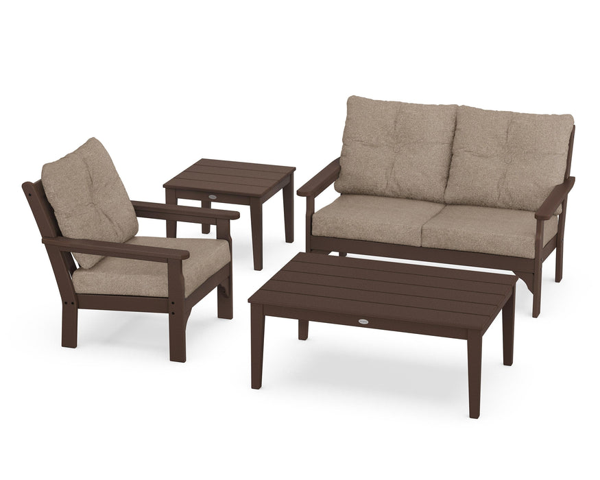 POLYWOOD Vineyard 4-Piece Deep Seating Set in Mahogany / Spiced Burlap