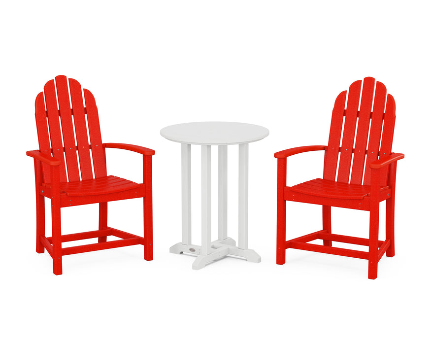 POLYWOOD Classic Adirondack 3-Piece Round Dining Set in Sunset Red