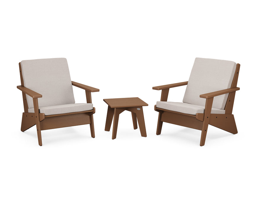 POLYWOOD Riviera Modern Lounge 3-Piece Set in Teak / Dune Burlap image