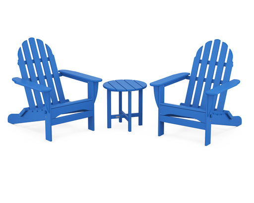 POLYWOOD Classic Folding Adirondack 3-Piece Set in Pacific Blue image