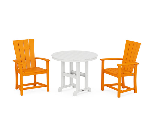 POLYWOOD Quattro 3-Piece Round Farmhouse Dining Set in Tangerine image