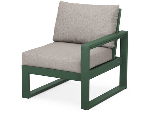 POLYWOOD EDGE Modular Right Arm Chair in Green / Weathered Tweed image