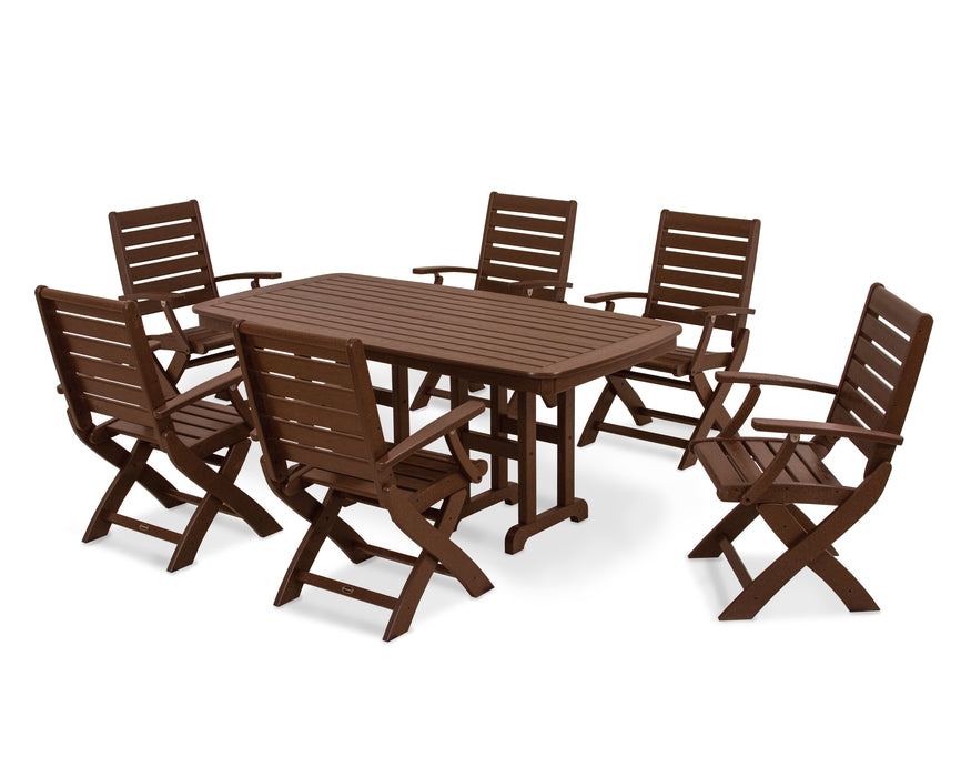 POLYWOOD Signature Folding Chair 7-Piece Dining Set in Mahogany image