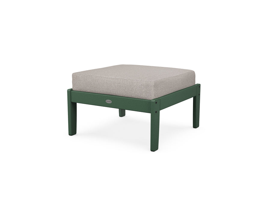 POLYWOOD Braxton Deep Seating Ottoman in Green / Weathered Tweed