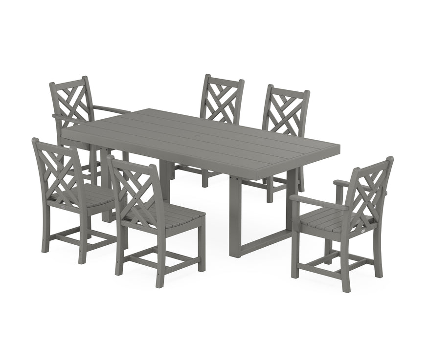 POLYWOOD Chippendale 7-Piece Dining Set in Slate Grey