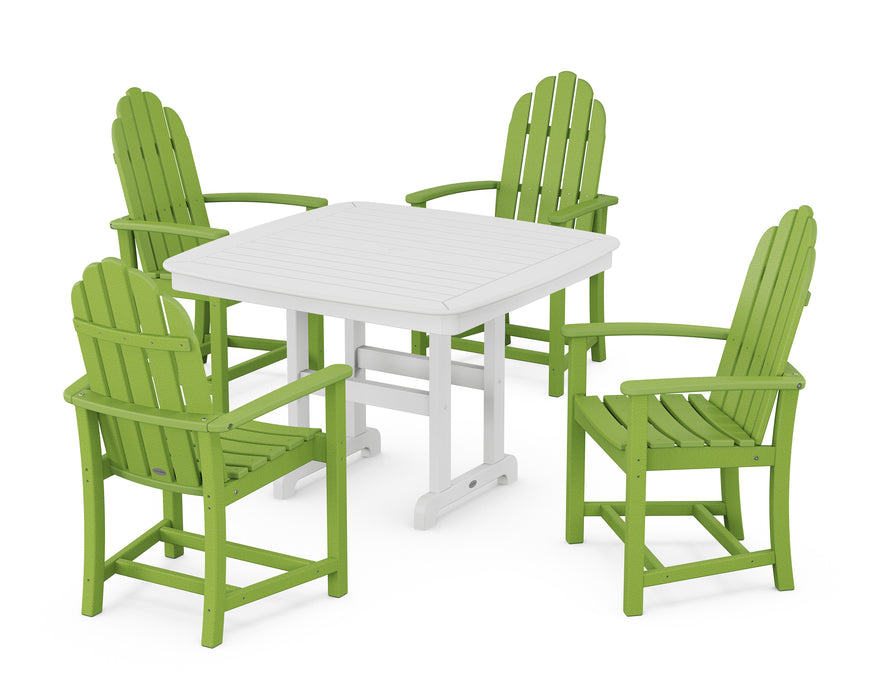 POLYWOOD Classic Adirondack 5-Piece Dining Set with Trestle Legs in Lime / White