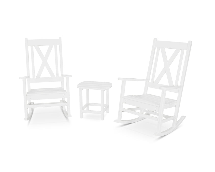 POLYWOOD Braxton 3-Piece Porch Rocking Chair Set in White image