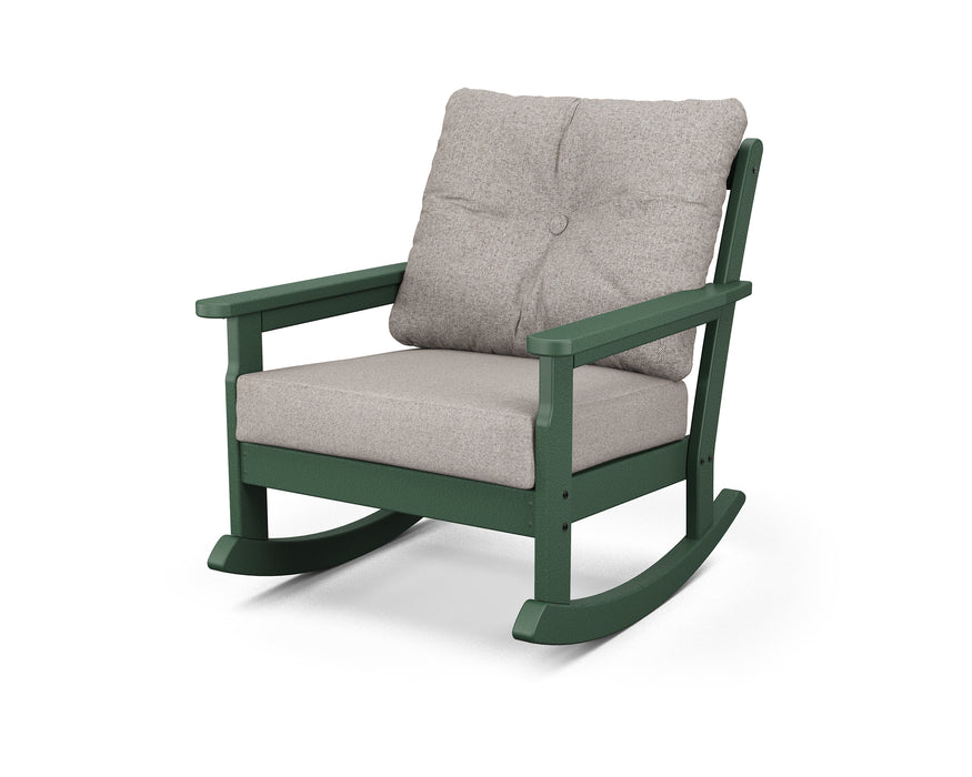 POLYWOOD Vineyard Deep Seating Rocking Chair in Green / Weathered Tweed