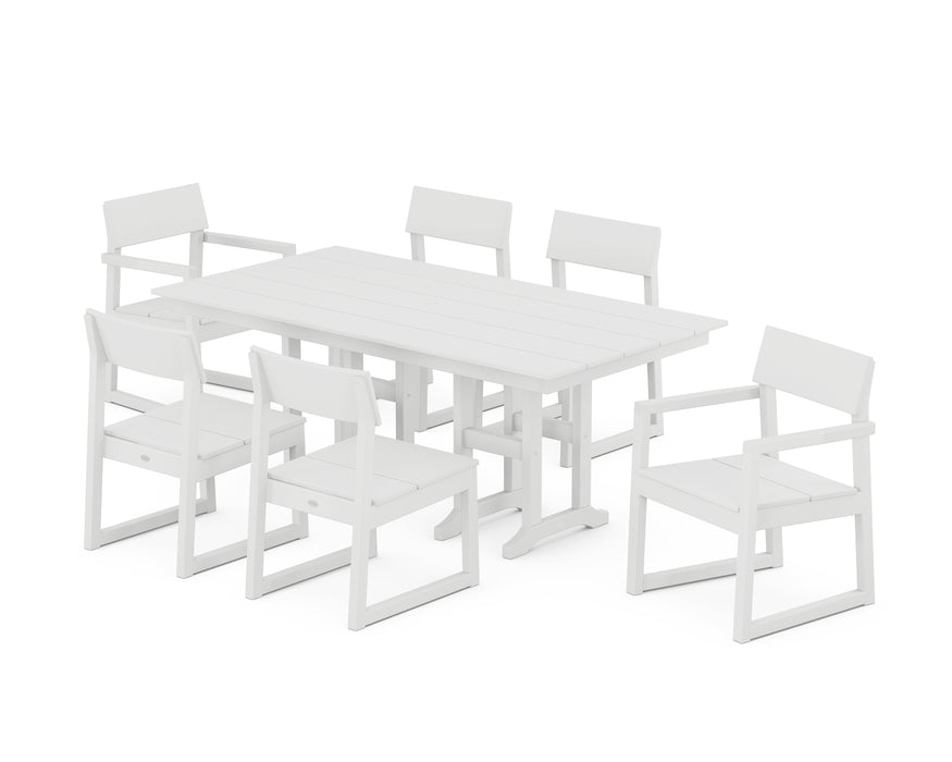 POLYWOOD EDGE 7-Piece Farmhouse Dining Set in White