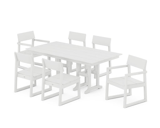 POLYWOOD EDGE 7-Piece Farmhouse Dining Set in White image