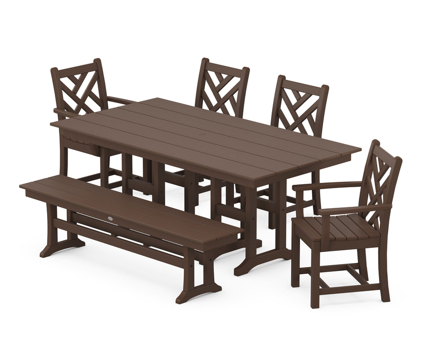 POLYWOOD Chippendale 6-Piece Farmhouse Dining Set in Mahogany image