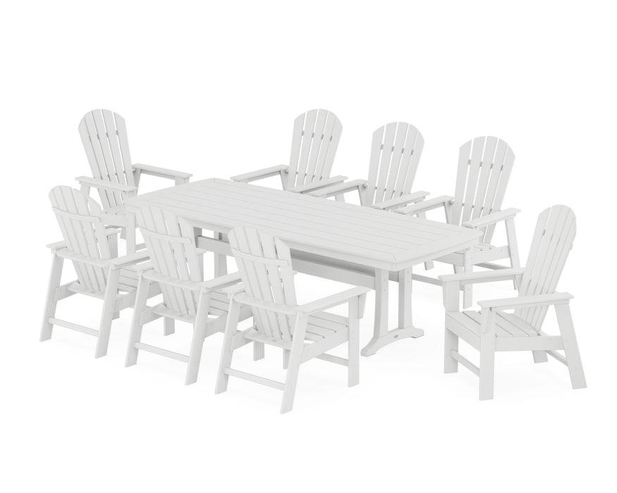 POLYWOOD South Beach 9-Piece Dining Set with Trestle Legs in White image