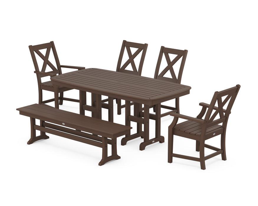 POLYWOOD Braxton 6-Piece Dining Set with Bench in Mahogany