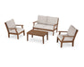 POLYWOOD Braxton 4-Piece Deep Seating Chair Set in Teak / Dune Burlap image