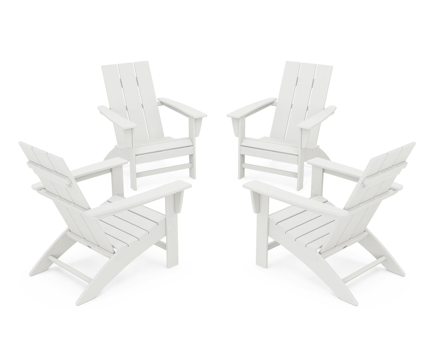 POLYWOOD 4-Piece Modern Adirondack Chair Conversation Set in Vintage White