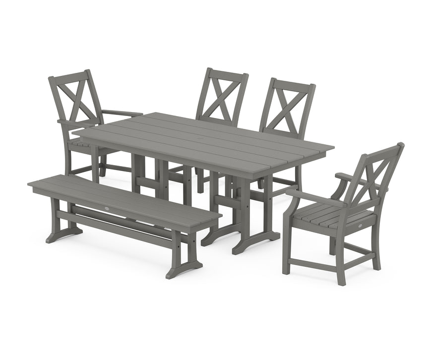 POLYWOOD Braxton 6-Piece Farmhouse Dining Set in Slate Grey