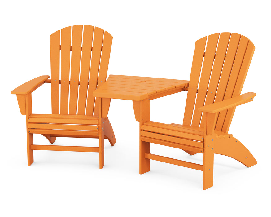 POLYWOOD Nautical 3-Piece Curveback Adirondack Set with Angled Connecting Table in Tangerine image