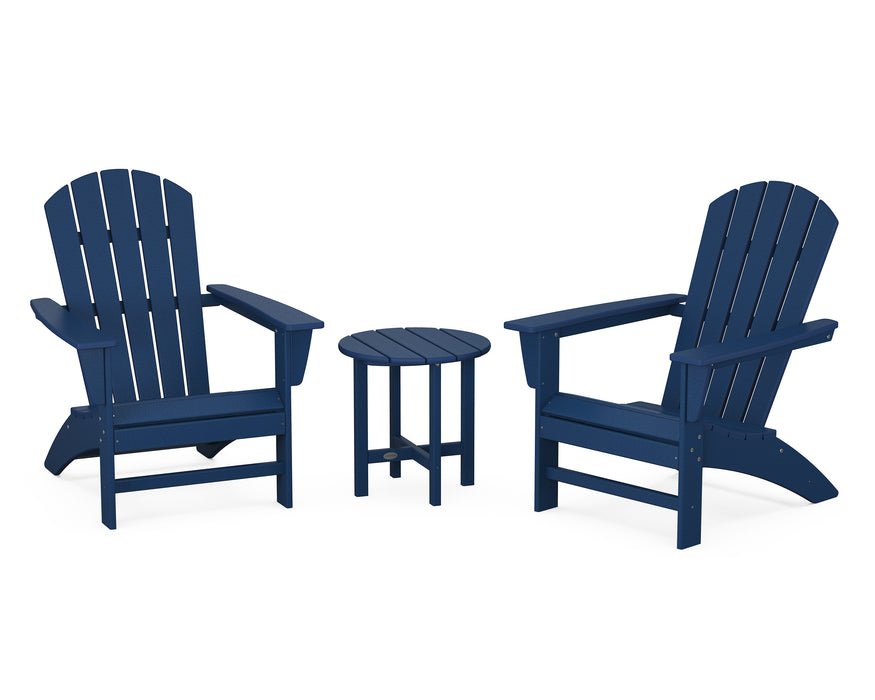 POLYWOOD Nautical 3-Piece Adirondack Set in Navy