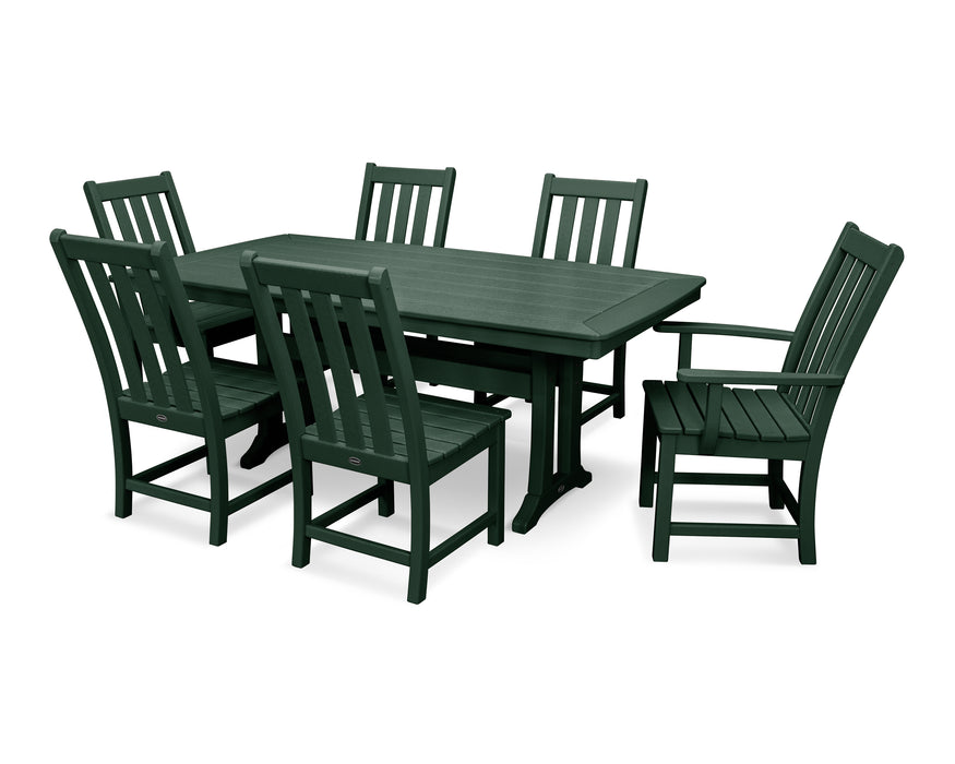 POLYWOOD Vineyard 7-Piece Dining Set with Trestle Legs in Green