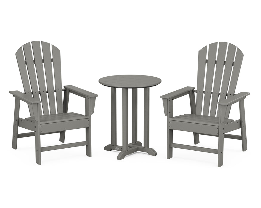 POLYWOOD South Beach 3-Piece Round Farmhouse Dining Set in Slate Grey