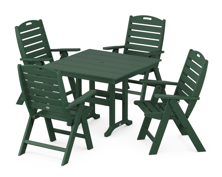 POLYWOOD Nautical Highback Chair 5-Piece Farmhouse Dining Set in Green