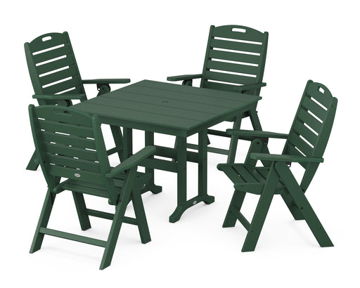 POLYWOOD Nautical Highback Chair 5-Piece Farmhouse Dining Set in Green image